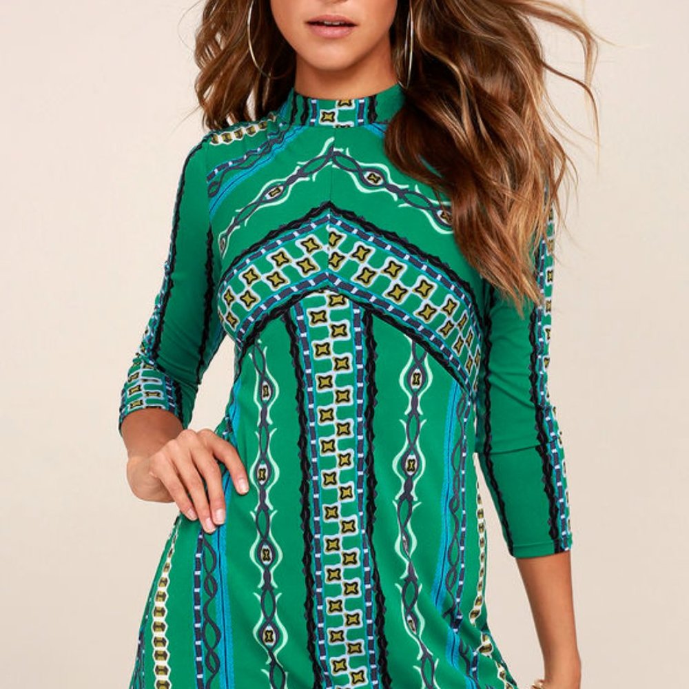 Free People Stella Printed Mini Dress Size Large-no tags but never worn